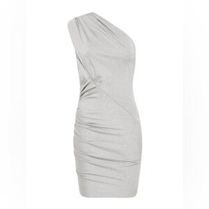 IRO Rogues Jersey One Shoulder Asymmetrical Dress in Mixed Grey Large